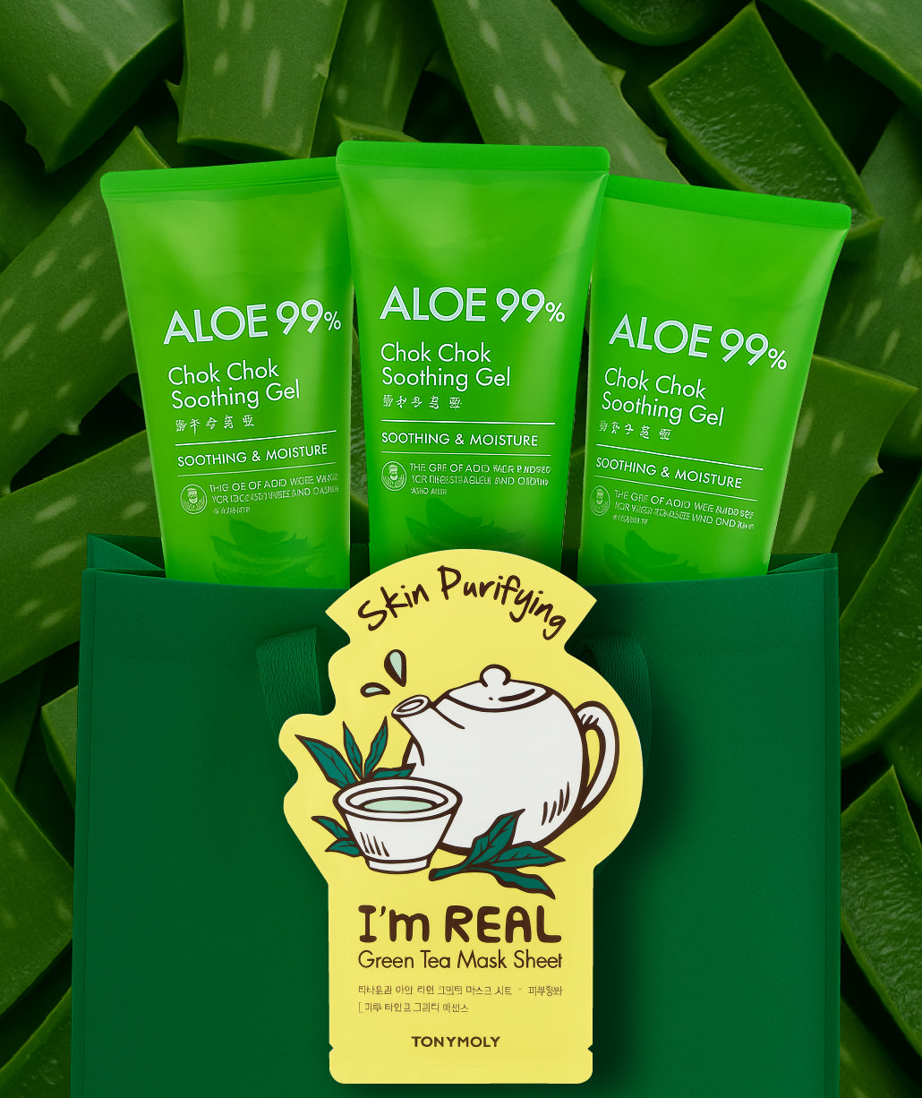 Gel de Aloe Vera Aloe 99% Chok Chok Soothing 3 unidades + 1 Mascarilla GRATIS